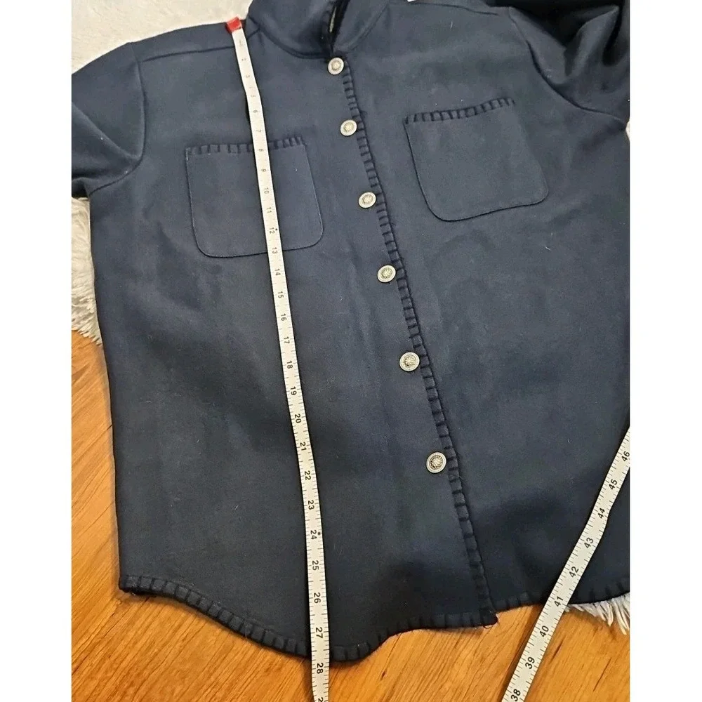 St Johns Bay Mens Large Navy Wool Blend‎ Button Up Shirt Jacket